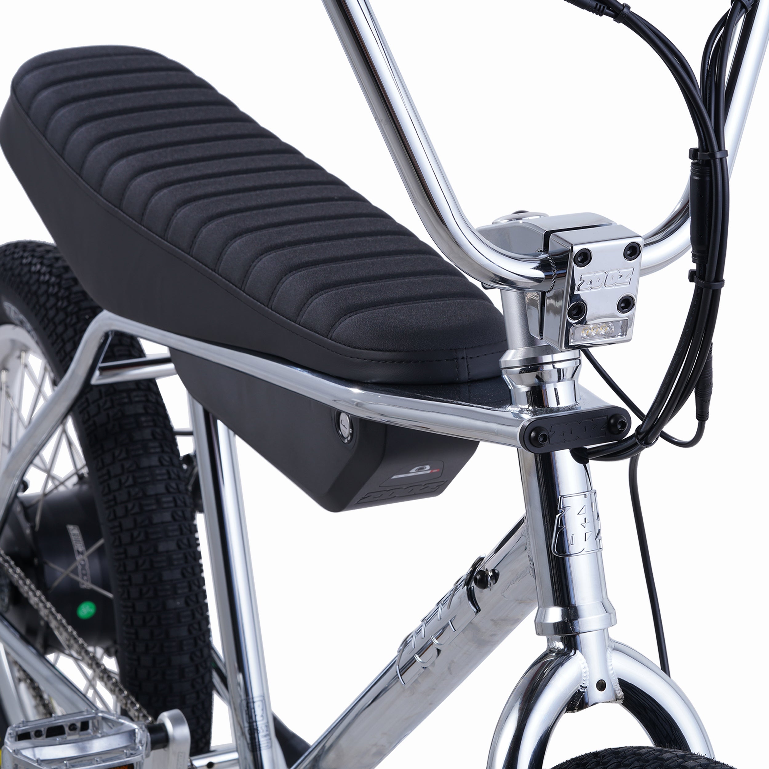 Zooz Electric Bike Ultra Ripster Gen 2 Chrome Head Badge 3/4 View