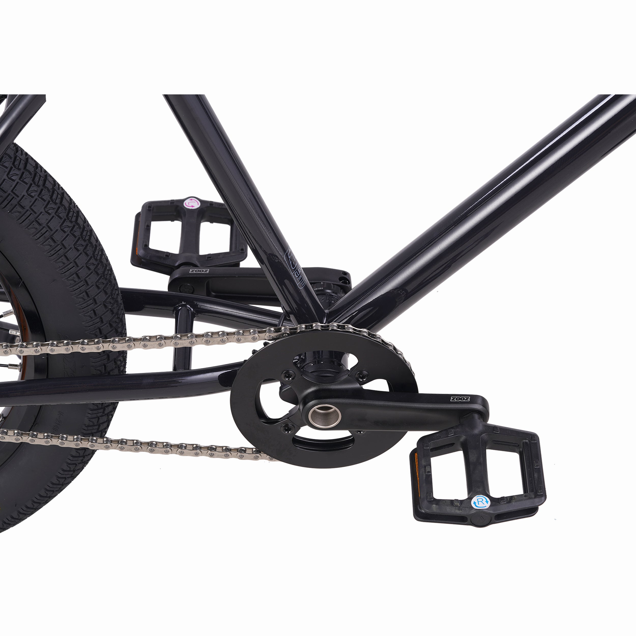 Zooz Electric Bike Ultra Ripster Gen 2 Gloss black crankset above side view