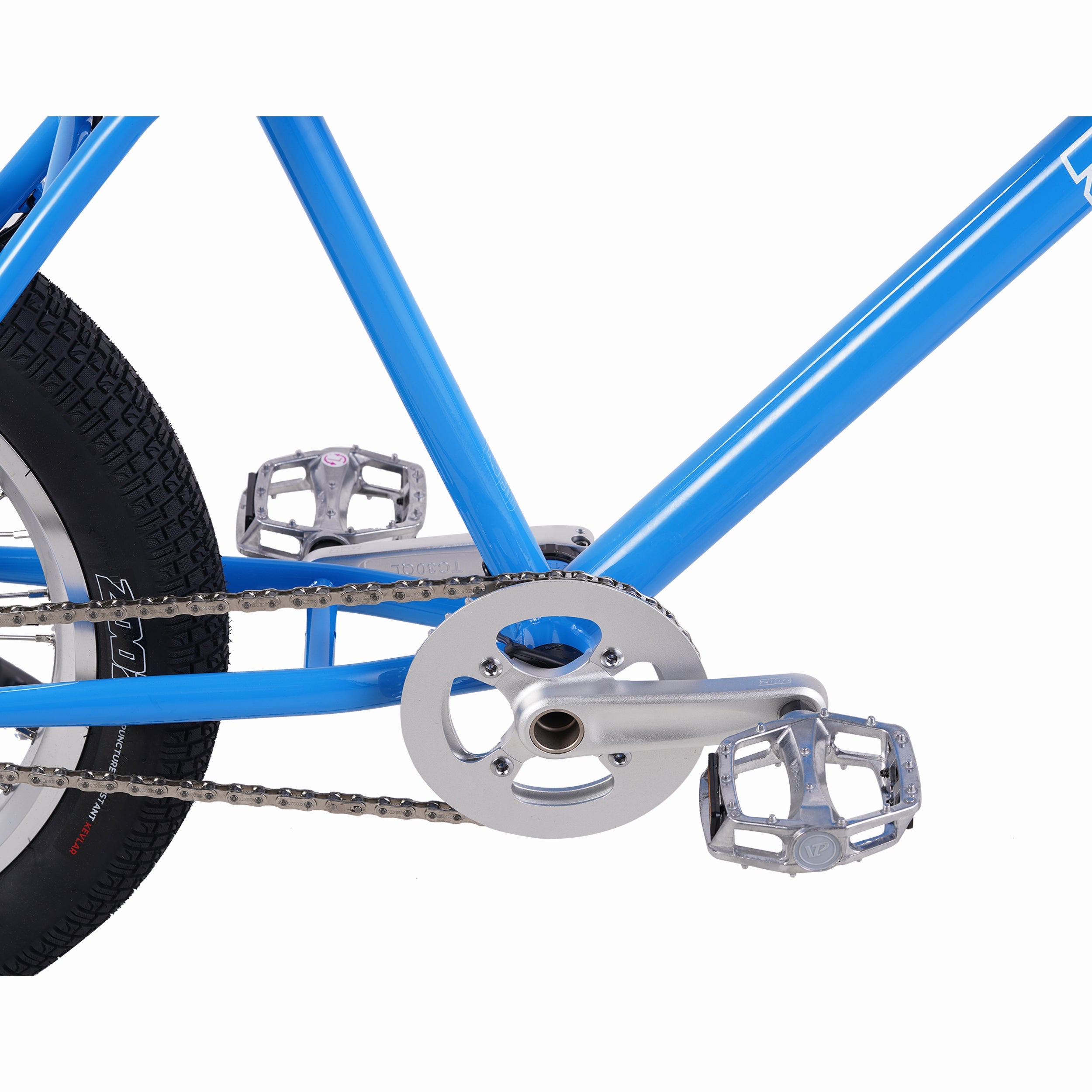 Zooz Electric Bike Ultra Ripster Gen 2 Newport blue crankset above side view