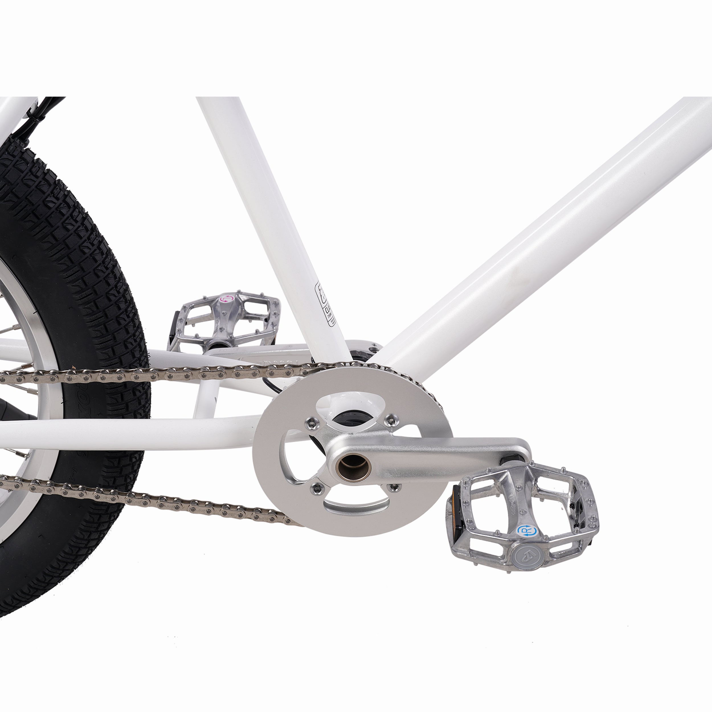 Zooz Electric Bike Ultra Ripster Gen 2 Spark White Crankset Drive Side Above View
