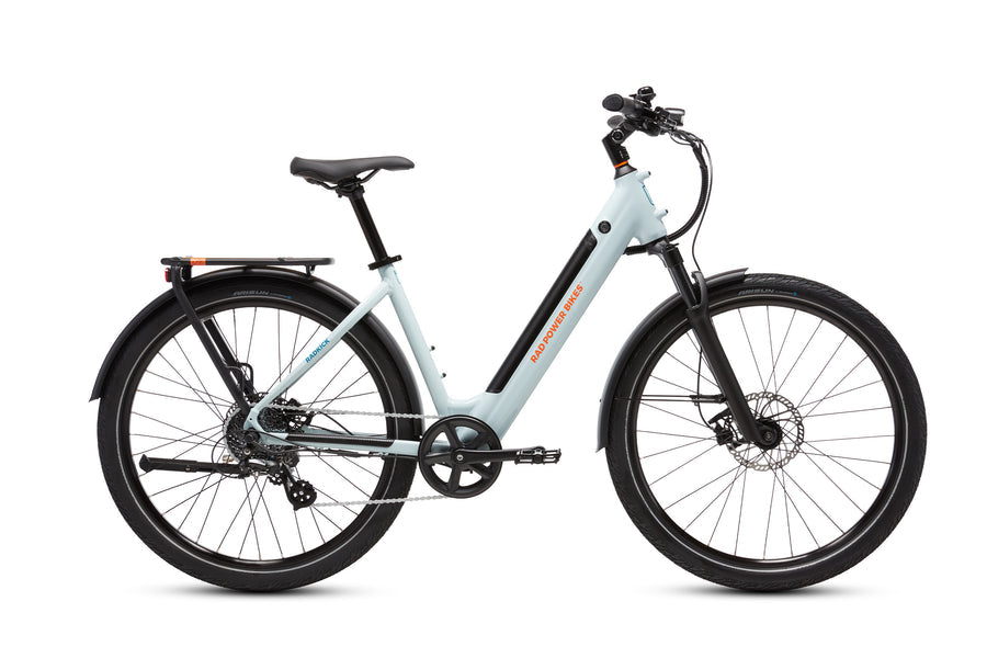 Side view of RadKick Arctic Blue electric bike