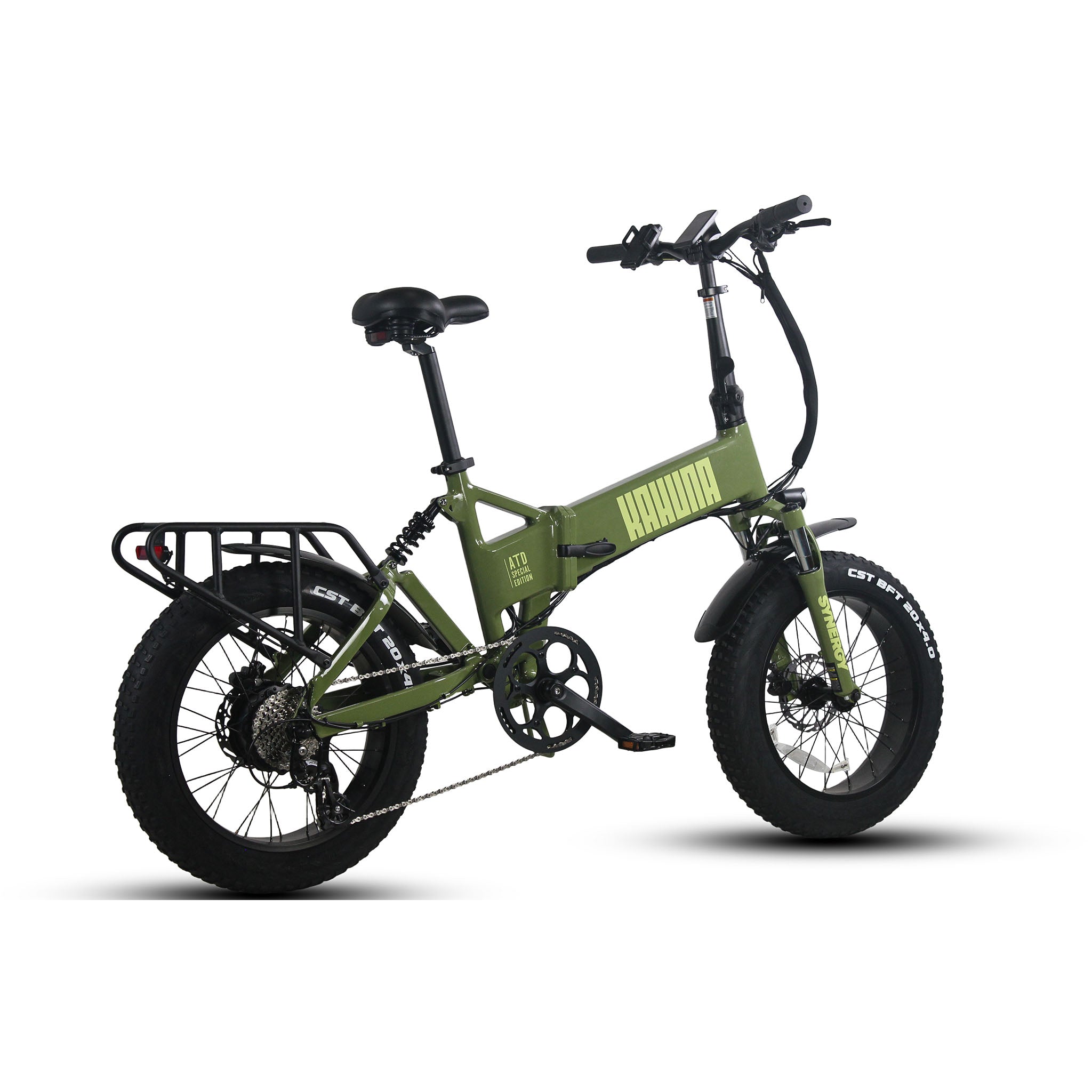 Synergy Kahuna folding electric bike in hunter green side view