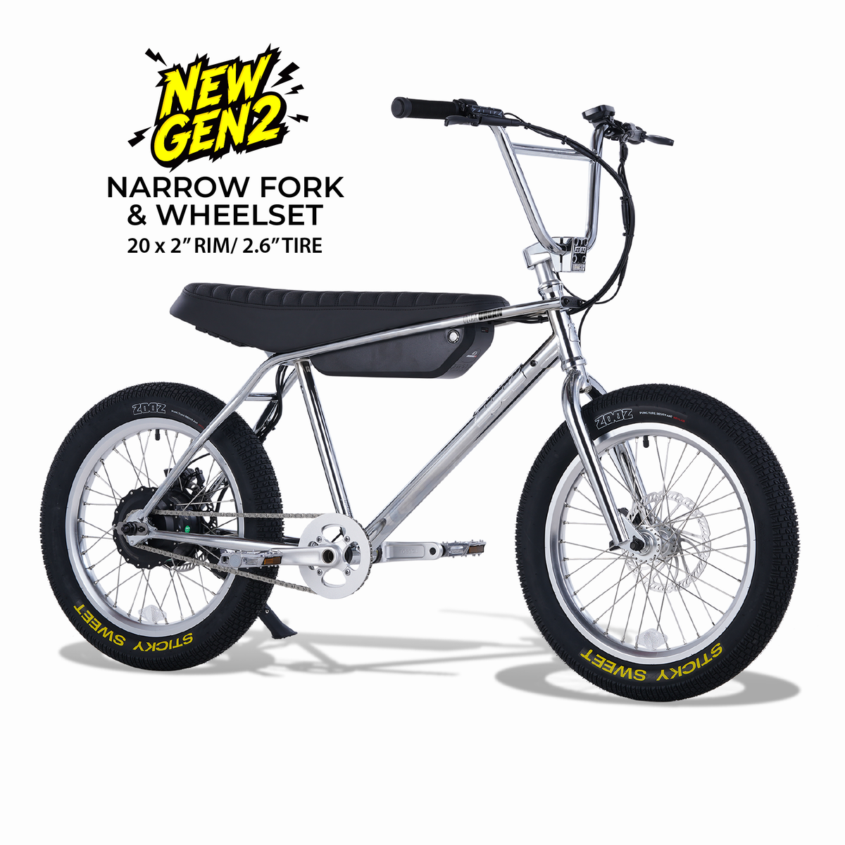 Zooz Electric Bike Ultra Ripster Gen 2 Chrome Drive Side 3/4 View