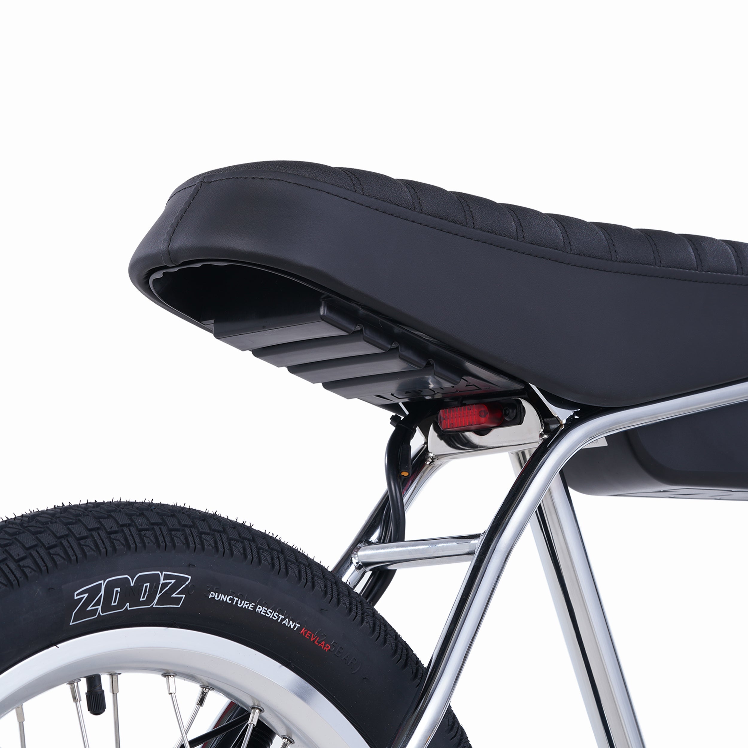 Zooz Electric Bike Ultra Ripster Gen 2 Chrome Tail light Rear 3/4 View
