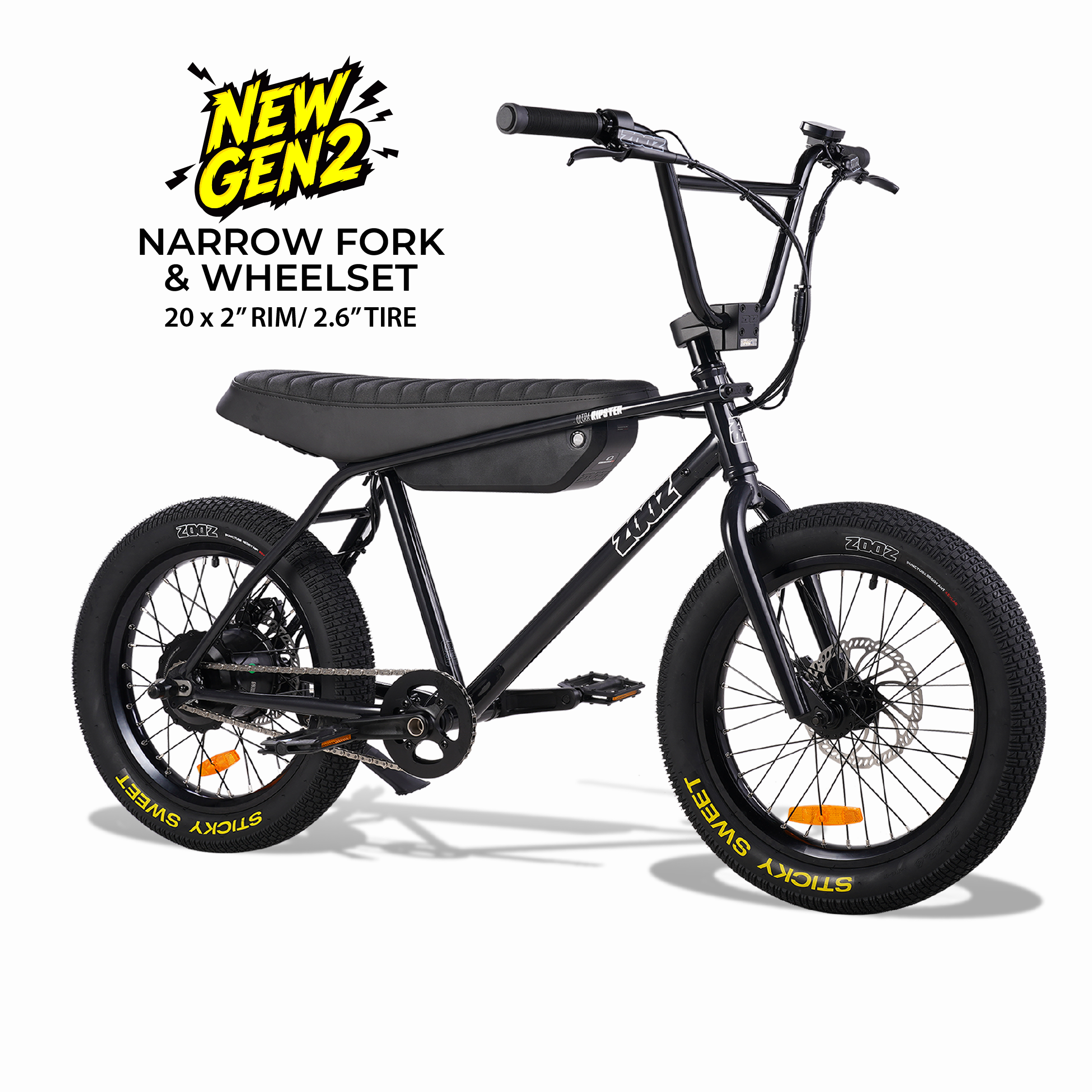 Zooz Ultra Ripster Gen 2 Electric Bike - Gloss Black Front