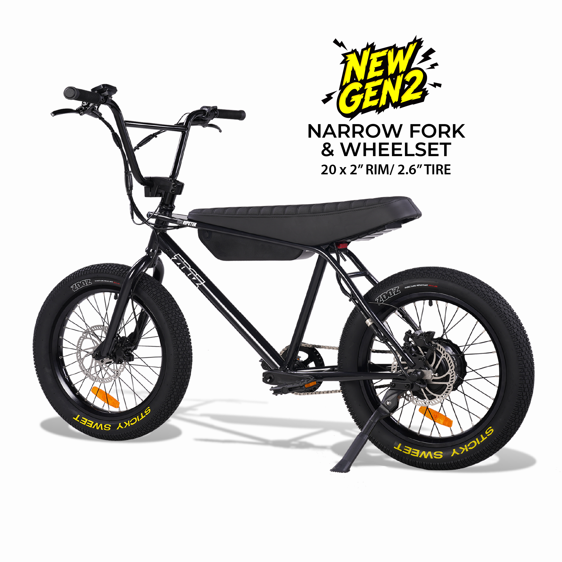 Zooz Electric Bike Ultra Ripster Gen 2 Gloss black rear 3/4 view