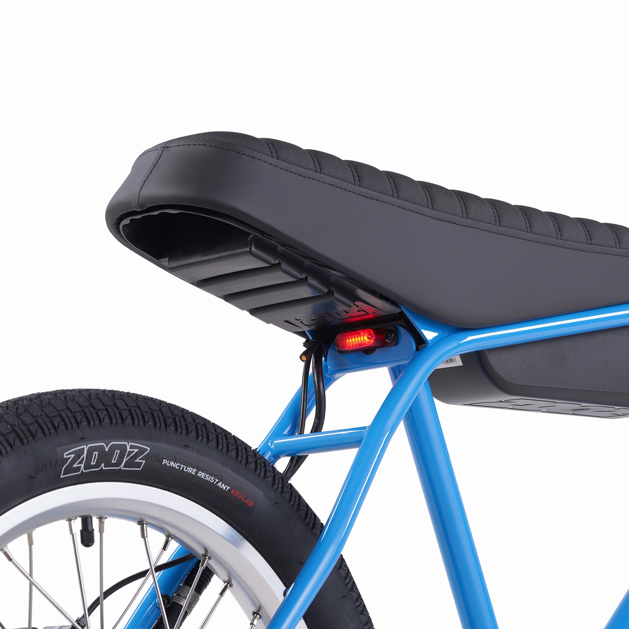 Zooz Electric Bike Ultra Ripster Gen 2 Newport blue tail light rear 3/4 view