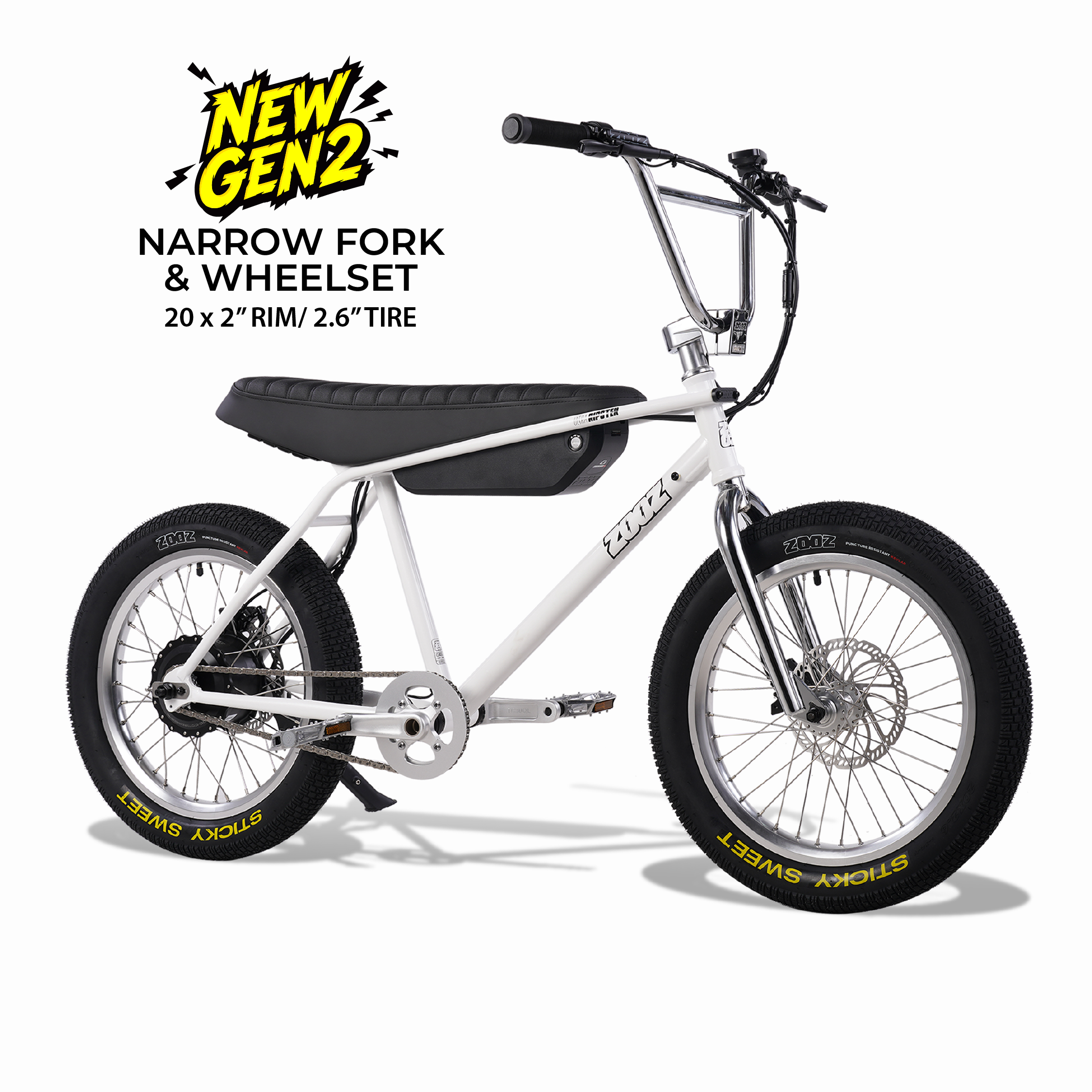 Zooz Ultra Ripster Gen 2 Electric Bike - Spark White Front