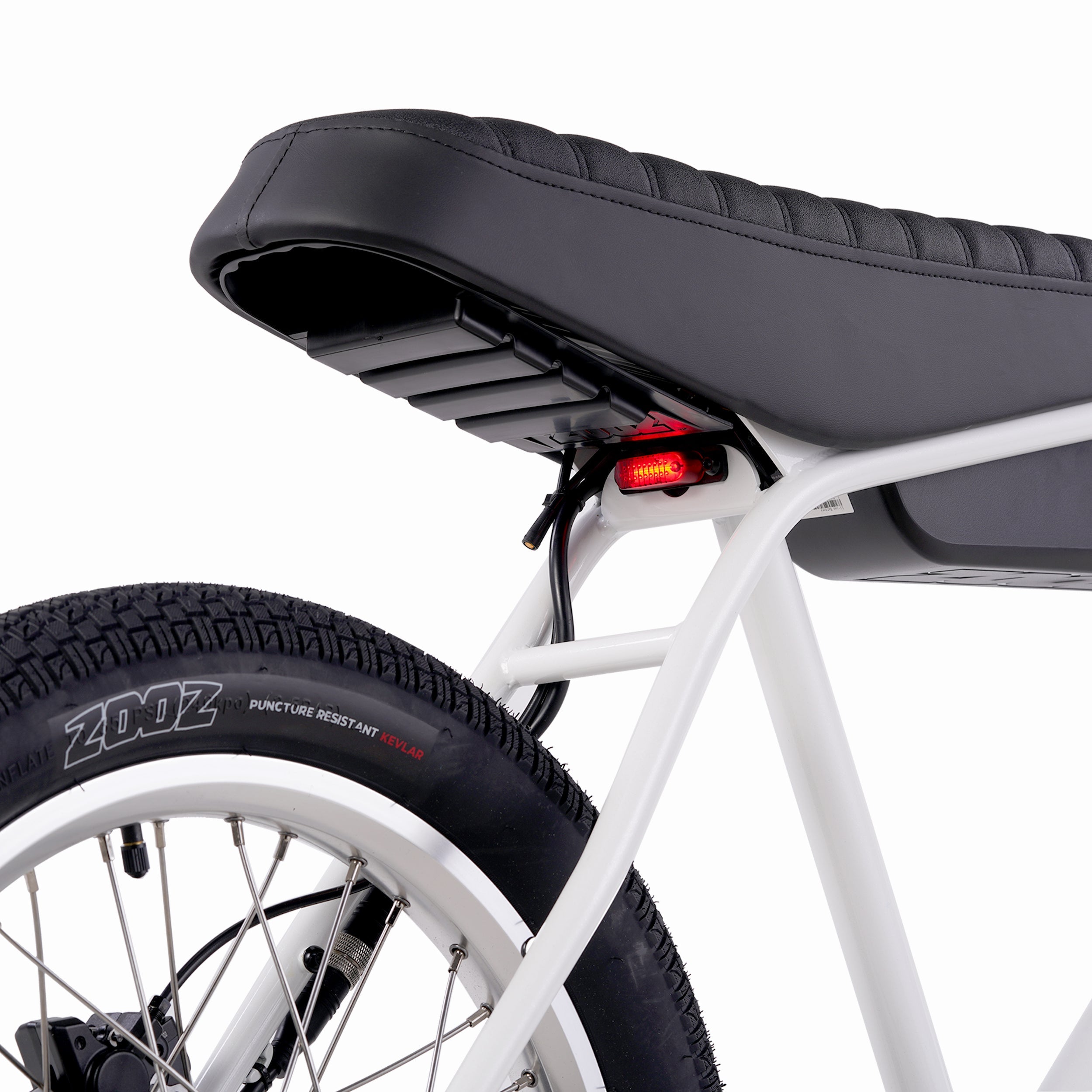 Zooz Electric Bike Ultra Ripster Gen 2 Spark White Tail Light Rear 3/4 View