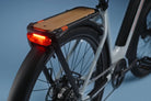 Rear rack with integrated light on RadKick Arctic Blue electric bike